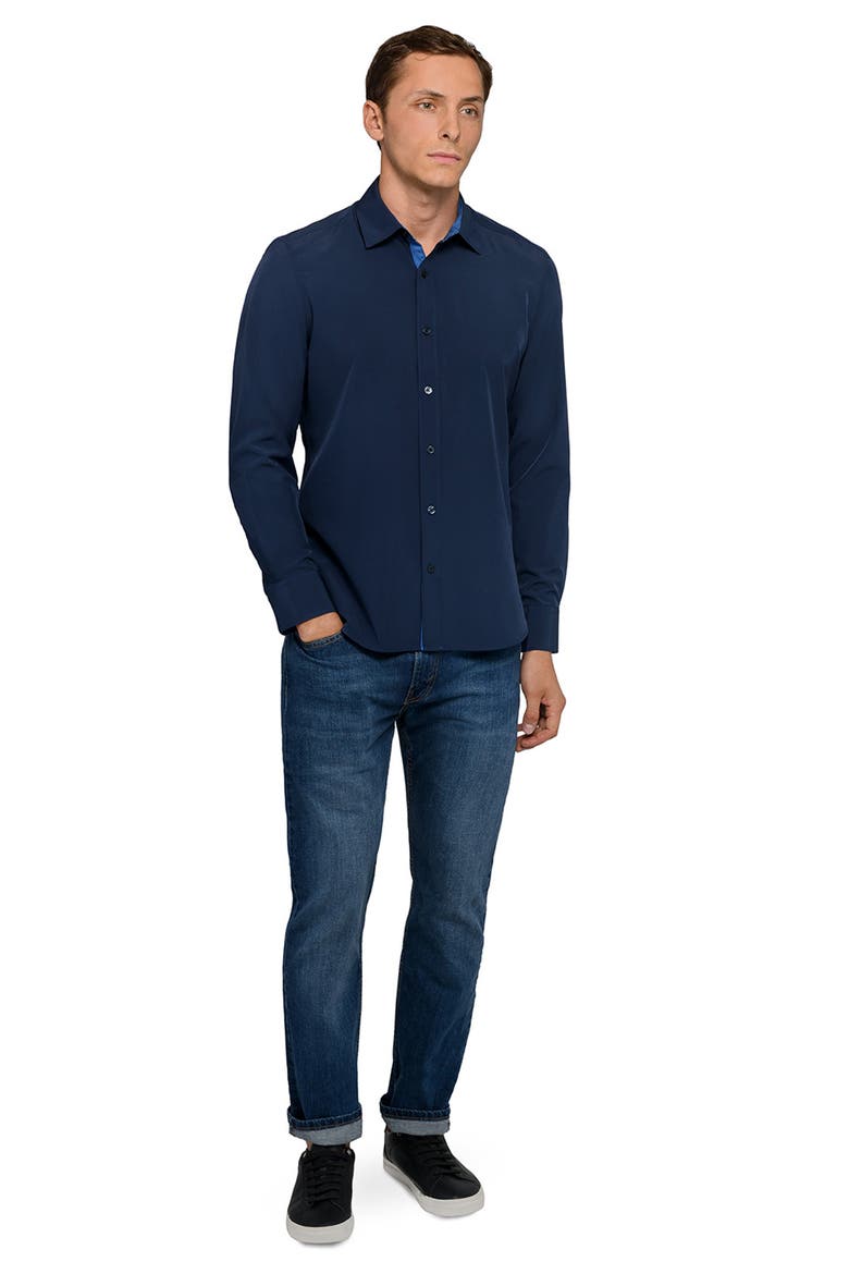 Solid Woven Long Sleeve Basic, Alternate, color, NAVY