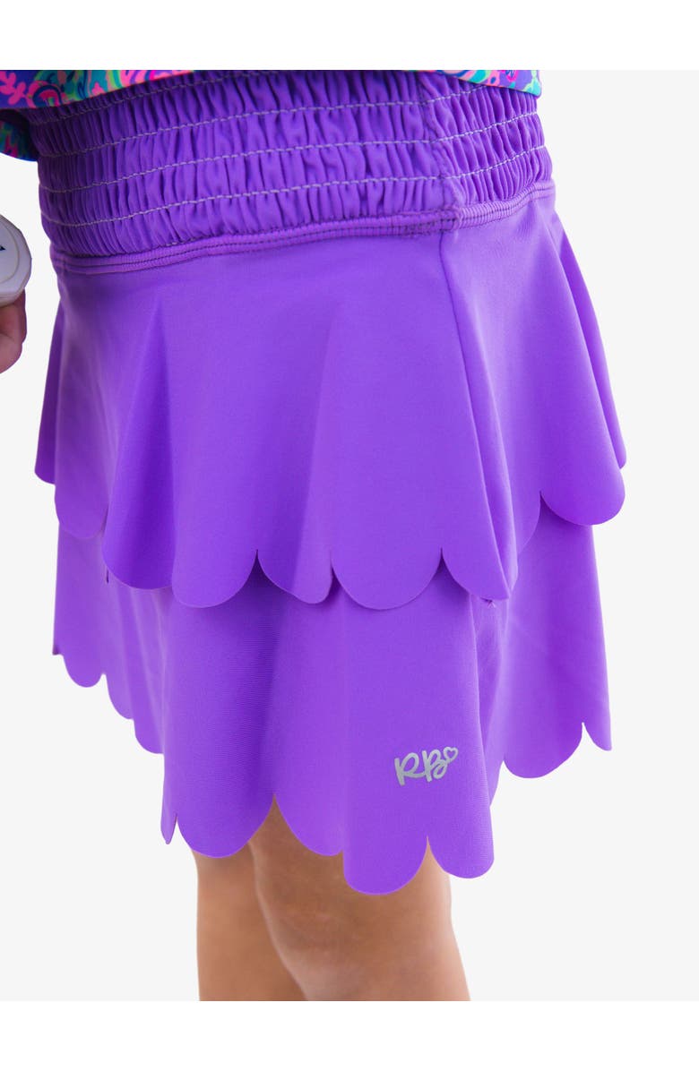 RuffleButts UPF50+ Active Tiered Flare Skort, Alternate, color, Neon Purple