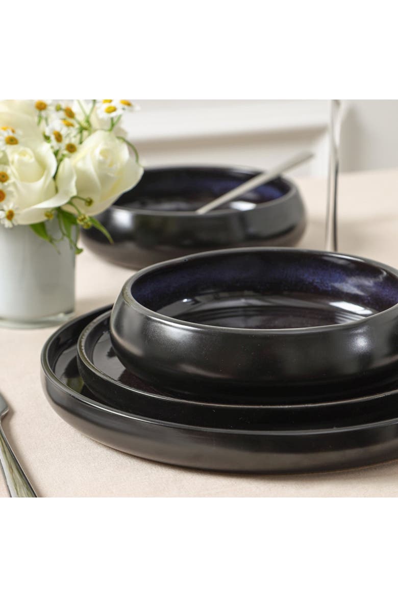 Lagoon Stoneware 24-Piece Dinnerware Set, Alternate, color, Black