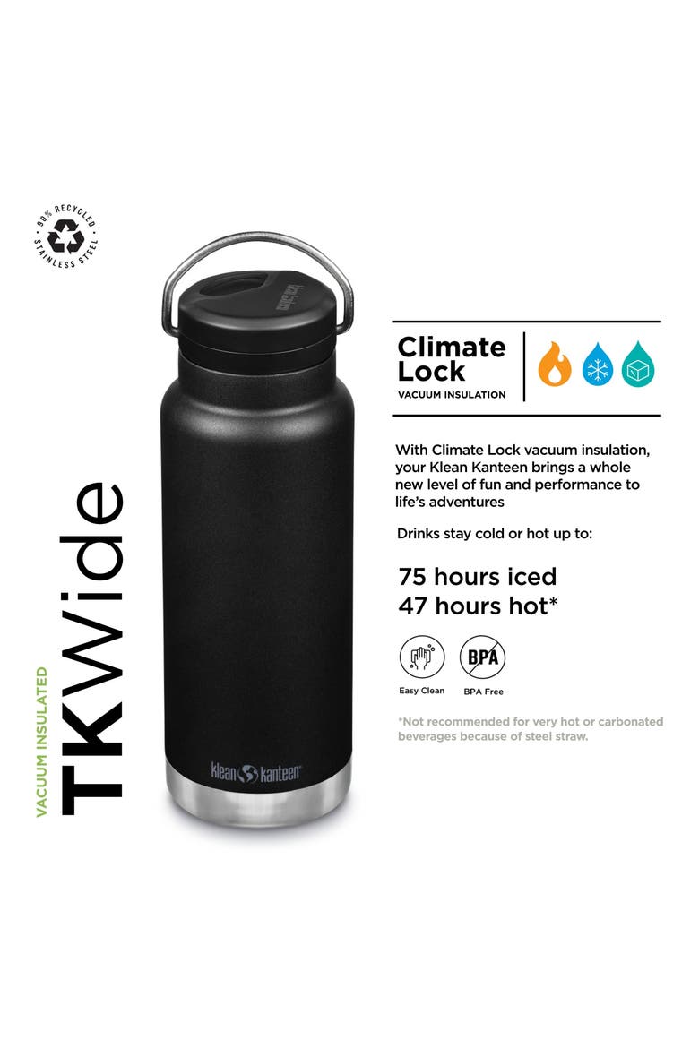 TKWide Insulated Water Bottle with Twist Cap - Reusable Travel Water Bottle with Stainless Steel Straw - Perfect for Workouts & Sports - Black, 32 oz, Alternate, color, Black