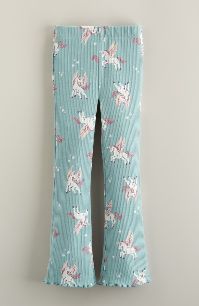Tucker + Tate Kids' Rib Print Flare Leggings, Main, color, Teal Aquifer Pegasus Dash