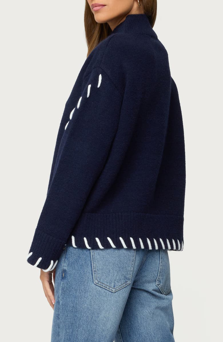EDIKTED Indah Mock Neck Sweater, Alternate, color, Navy