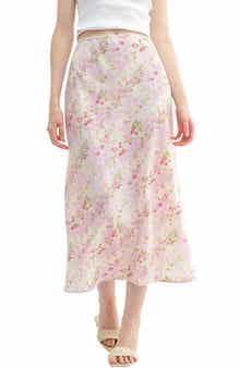 All in Favor Floral Midi Slip Skirt