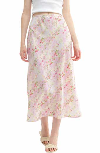 All in Favor Floral Midi Slip Skirt