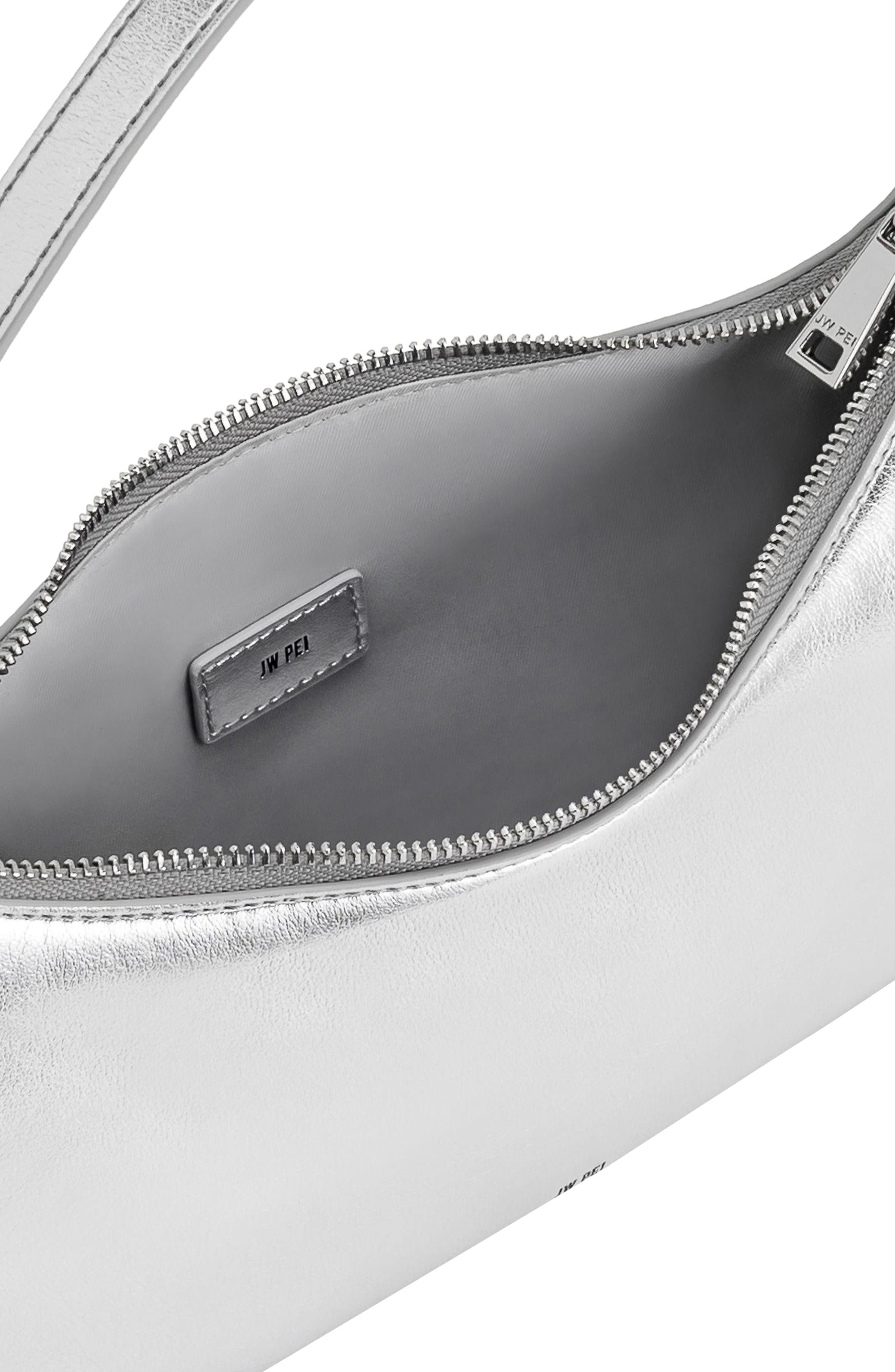 JW PEI Lily Faux Leather Shoulder Bag, Alternate, color, Silver