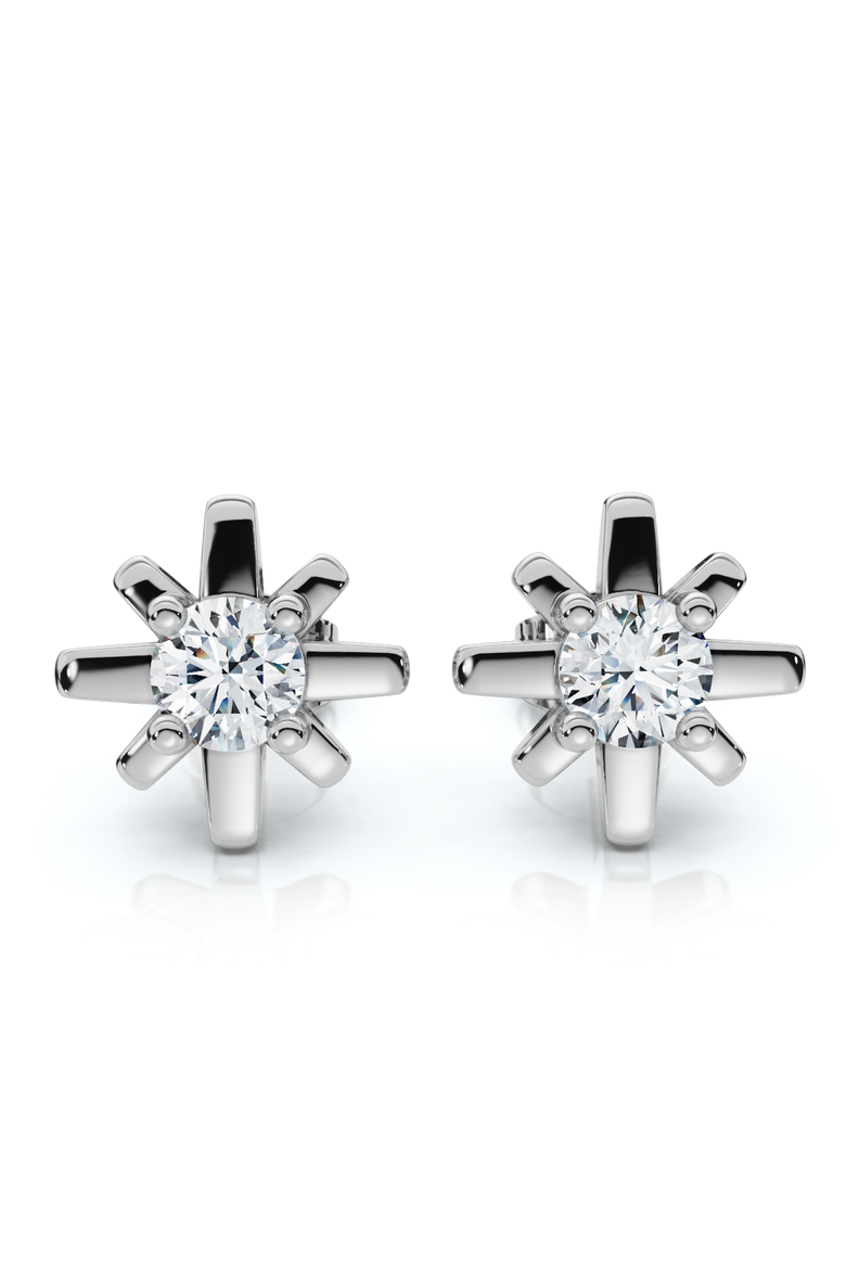 1/3Ct Diamond Starburst Diamond Studs 14k Gold Lab Grown Earrings 1/3" Wide, Main, color, 14k White Gold
