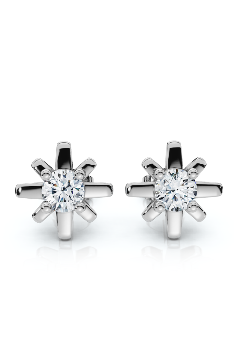 Bliss Diamond 1/3Ct Diamond Starburst Diamond Studs 14k Gold Lab Grown Earrings 1/3" Wide, Main, color, 14K White Gold