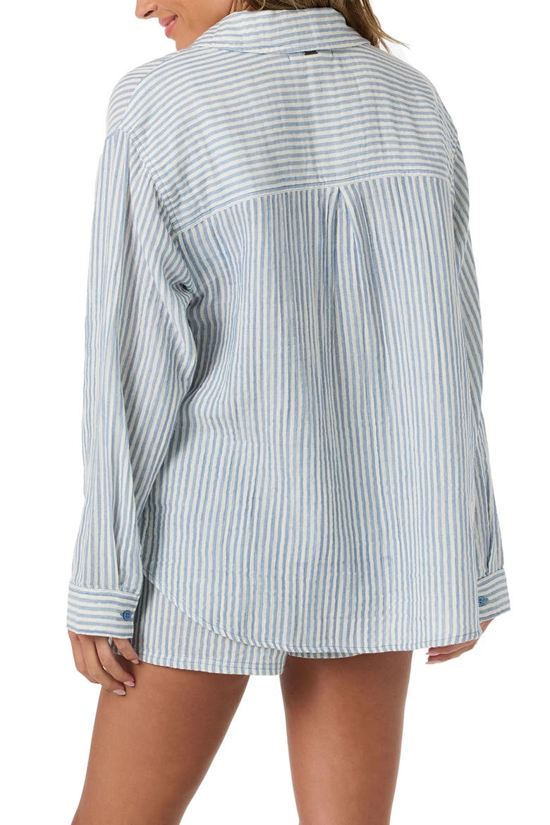 Leni Stripe Relaxed Button-Up Shirt, Alternate, color, TOFU