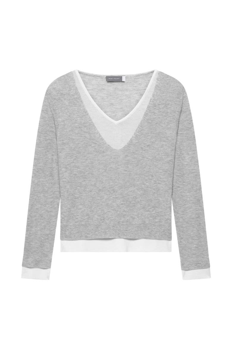 Layered Detail Knit Top, Alternate, color, Grey