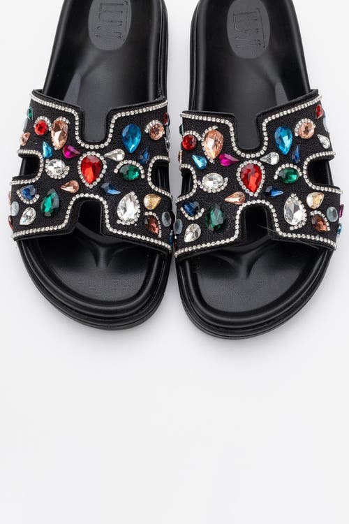 Forever & Always Shoes Denilla Leather Embellished Slide Sandal