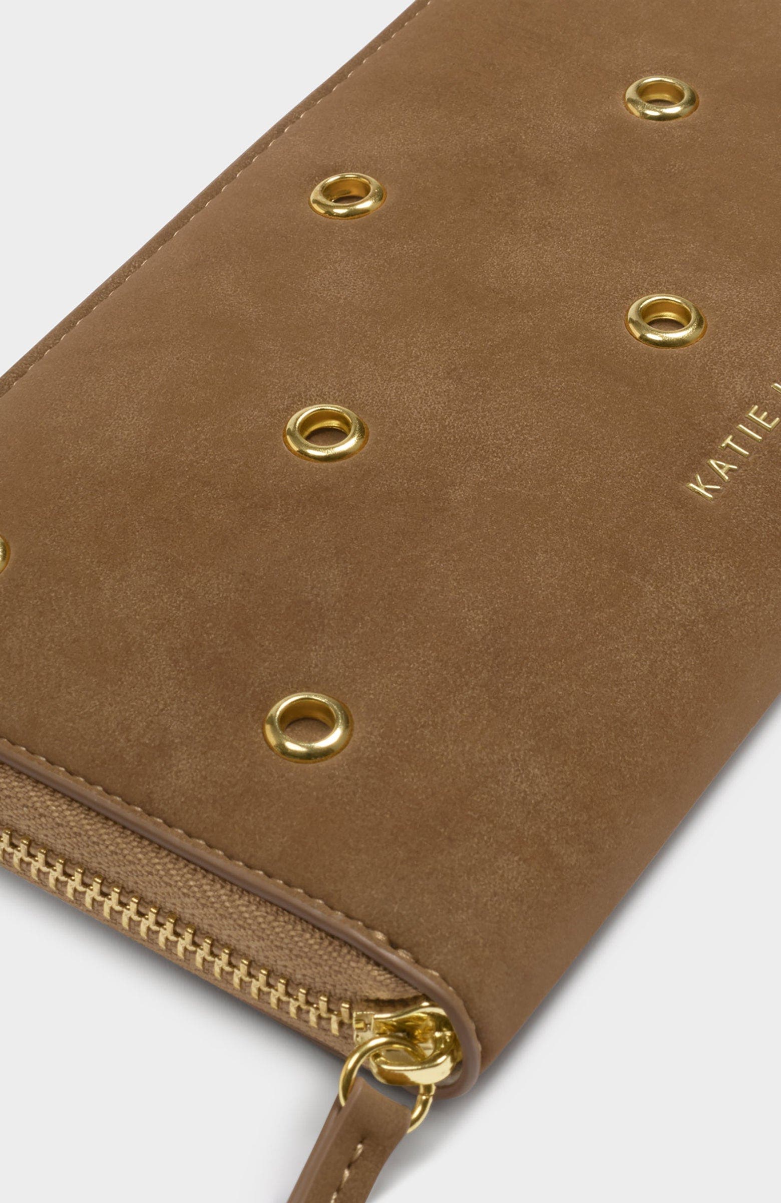 Large Purse, Alternate, color, Caramel Suedette with Eyelets