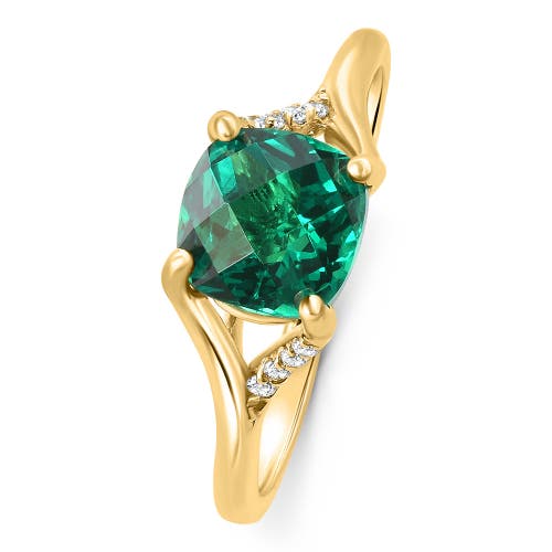 Bliss Diamond 1 1/2ct Cushion Emerald & Diamond Ring 10k Gold Lab Grown Engagement Fashion In 10k Yellow Gold