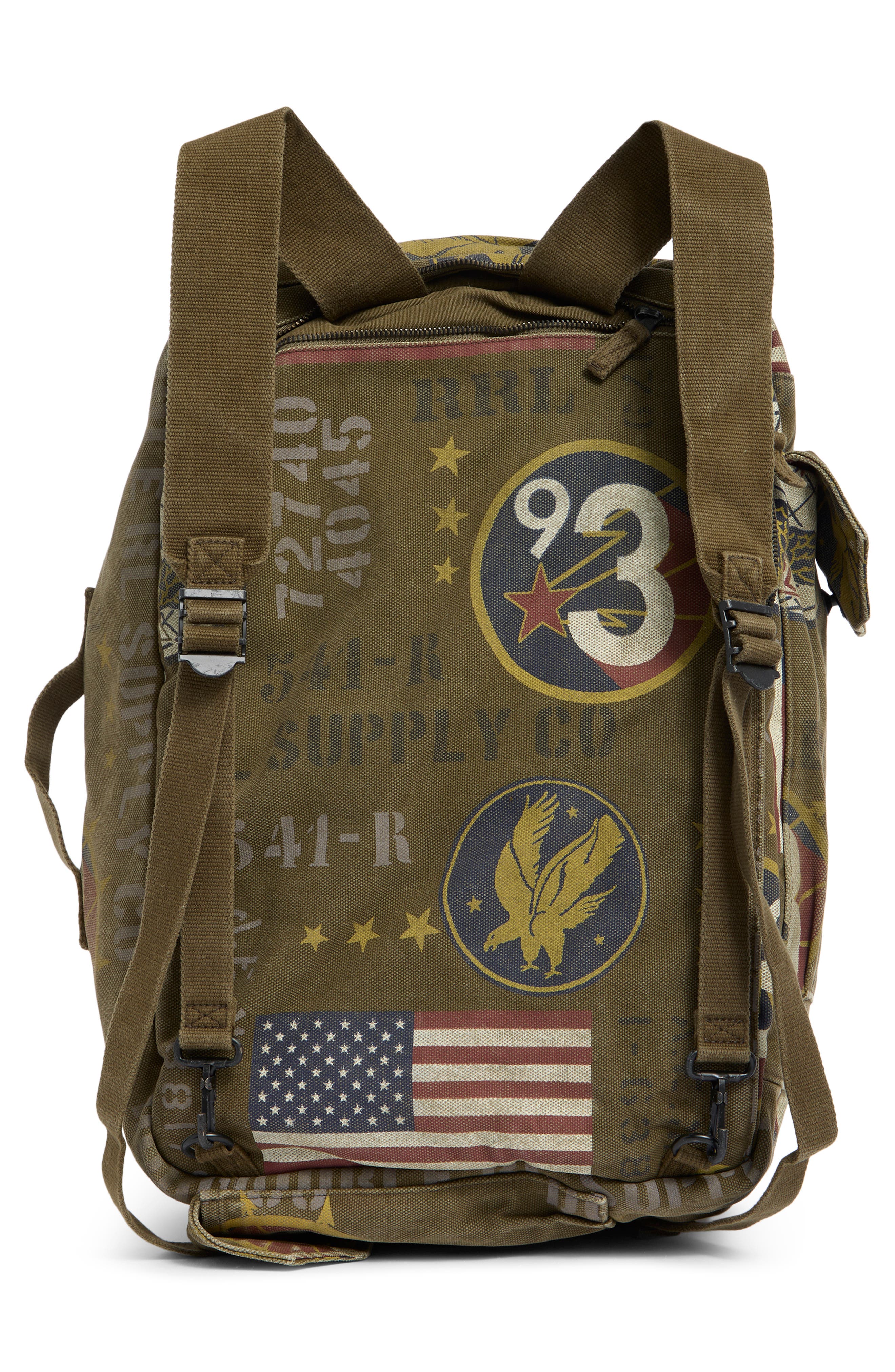 Double RL Canvas Graphic Backpack, Alternate, color, Olive Drab/ Multi
