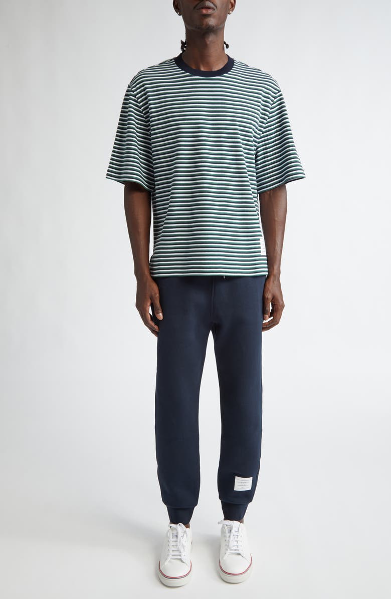 Thom Browne Oversize Stripe High-Low Hem Cotton T-Shirt, Alternate, color, 