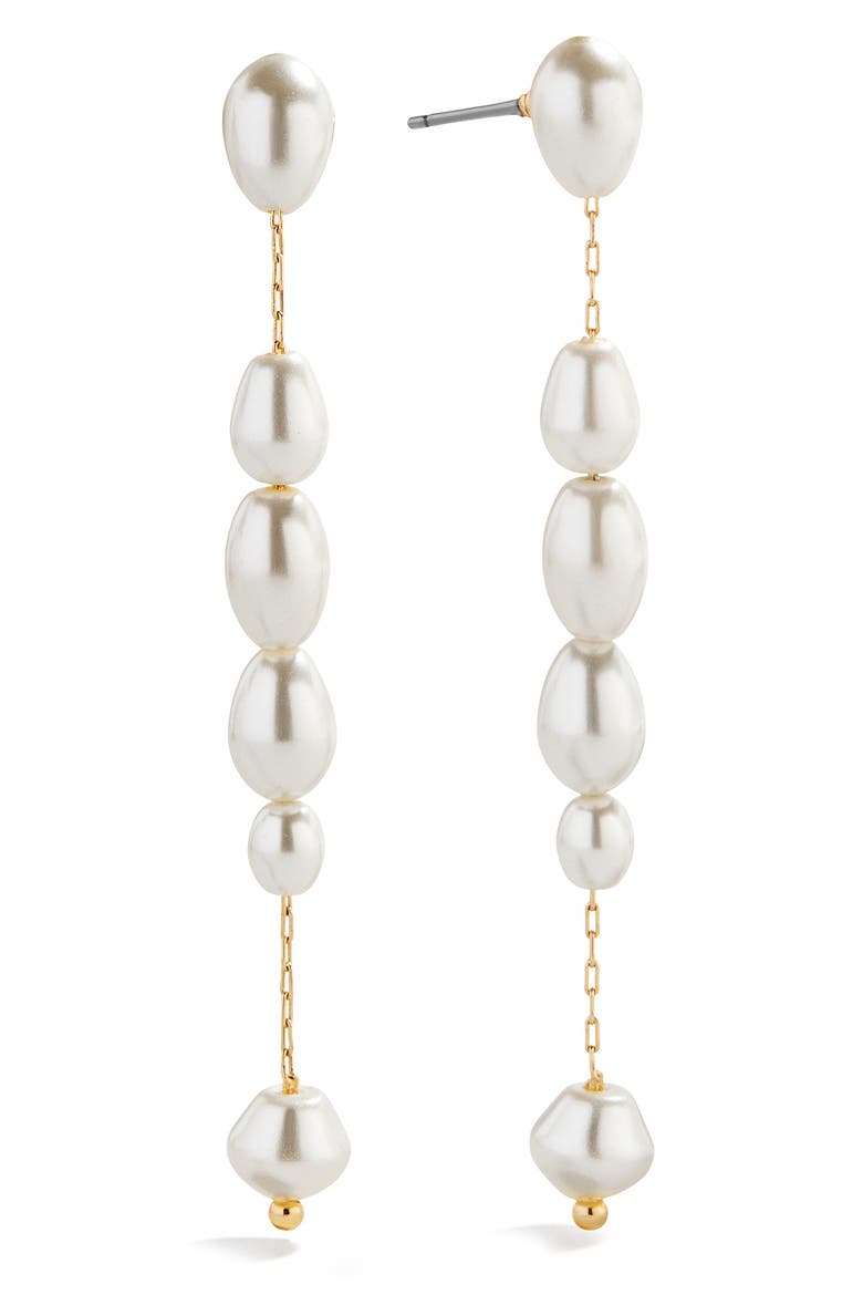 Cindy Linear Drop Earrings, Main, color, PEARL