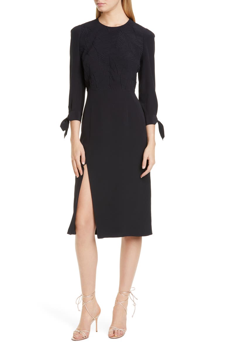 Etro Side Slit Leaf Cloqué Silk Dress, Main, color,