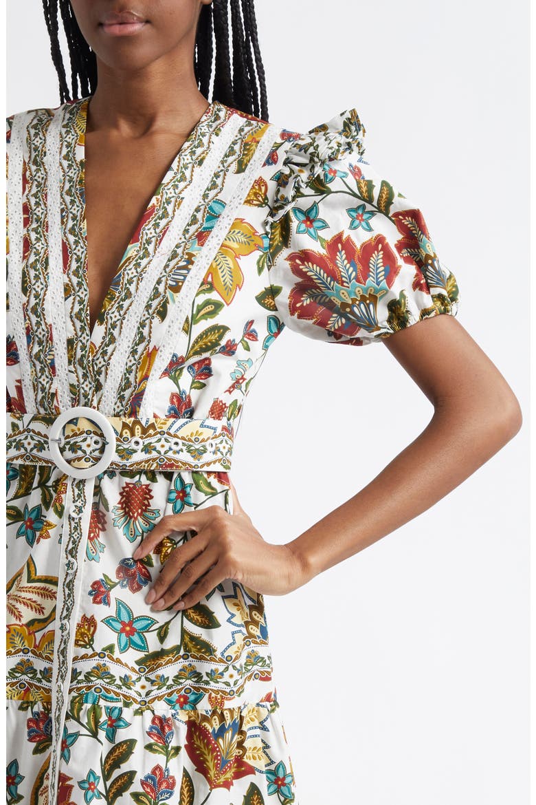 Botanicals Cotton Midi Dress, Alternate, color, OFF-WHITE