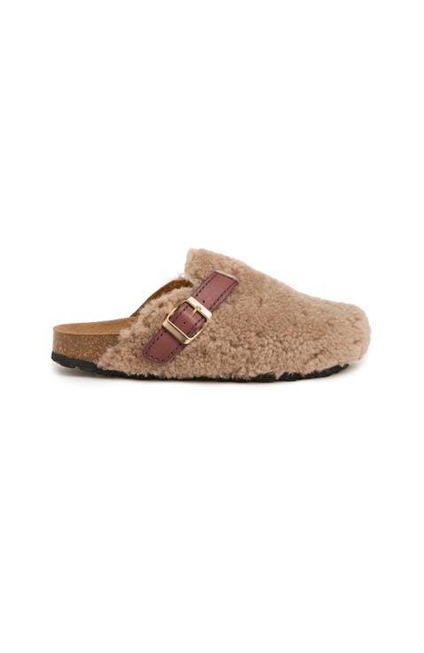 Leather Strap Teddy Clogs