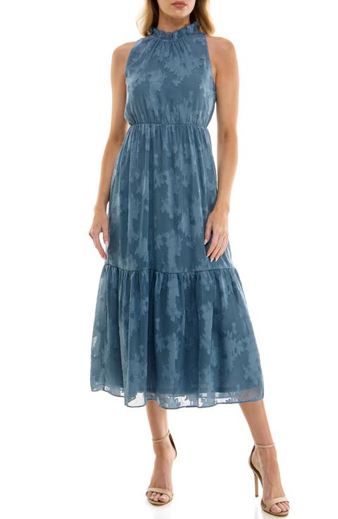 Sheer Texture Tiered Midi Dress