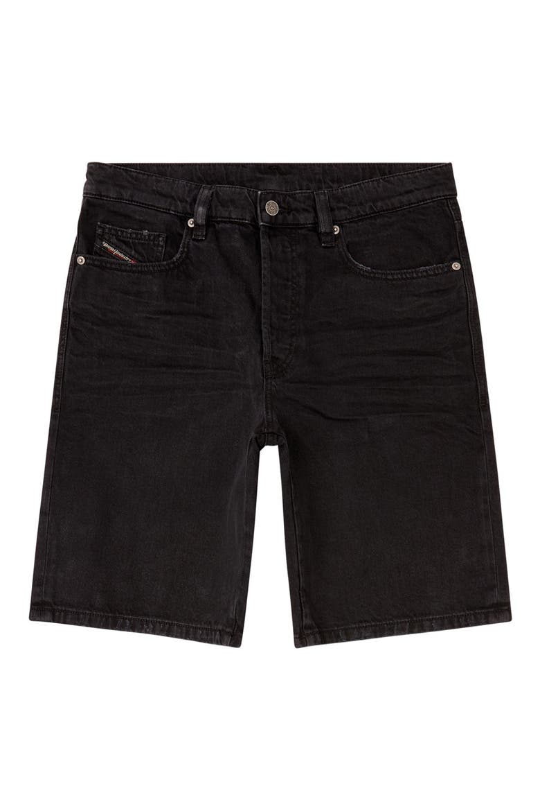 Regular-Short Distressed Denim Shorts, Alternate, color, BLACK/ DENIM