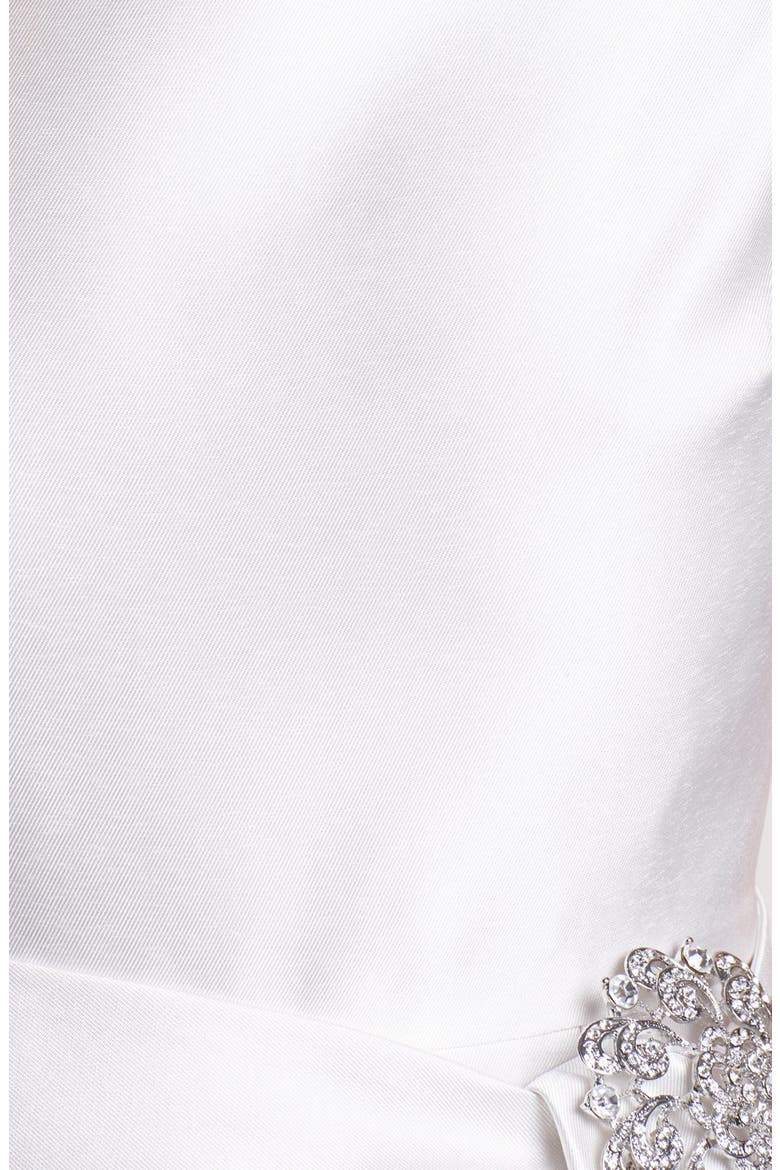Jeweled Sleeveless Satin Tulip Dress, Alternate, color, IVORY
