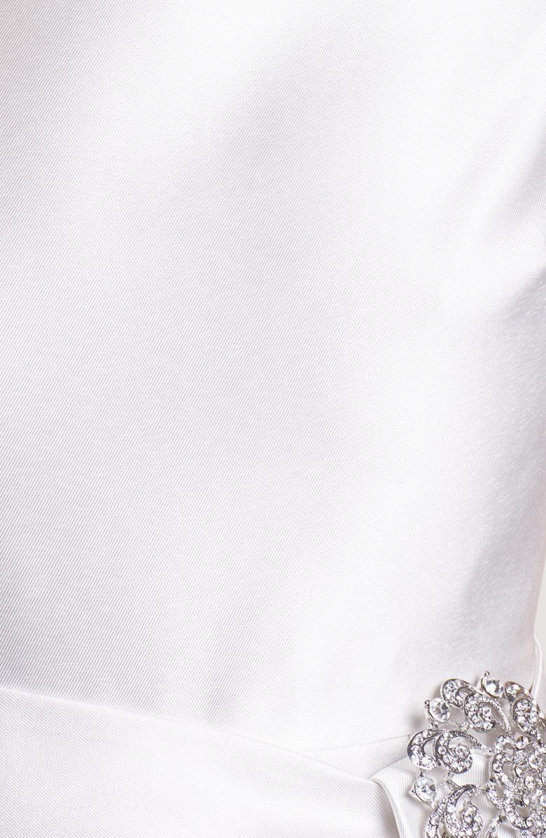 Eliza J Jeweled Sleeveless Satin Tulip Dress, Alternate, color,