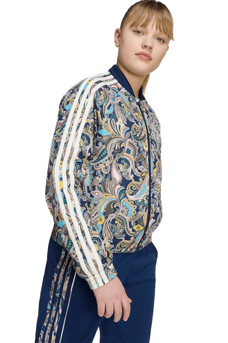 Kids' x Liberty london The Loose Crop Paisley Track Top, Alternate, color, NIGHT INDIGO/ MULTICOLOR