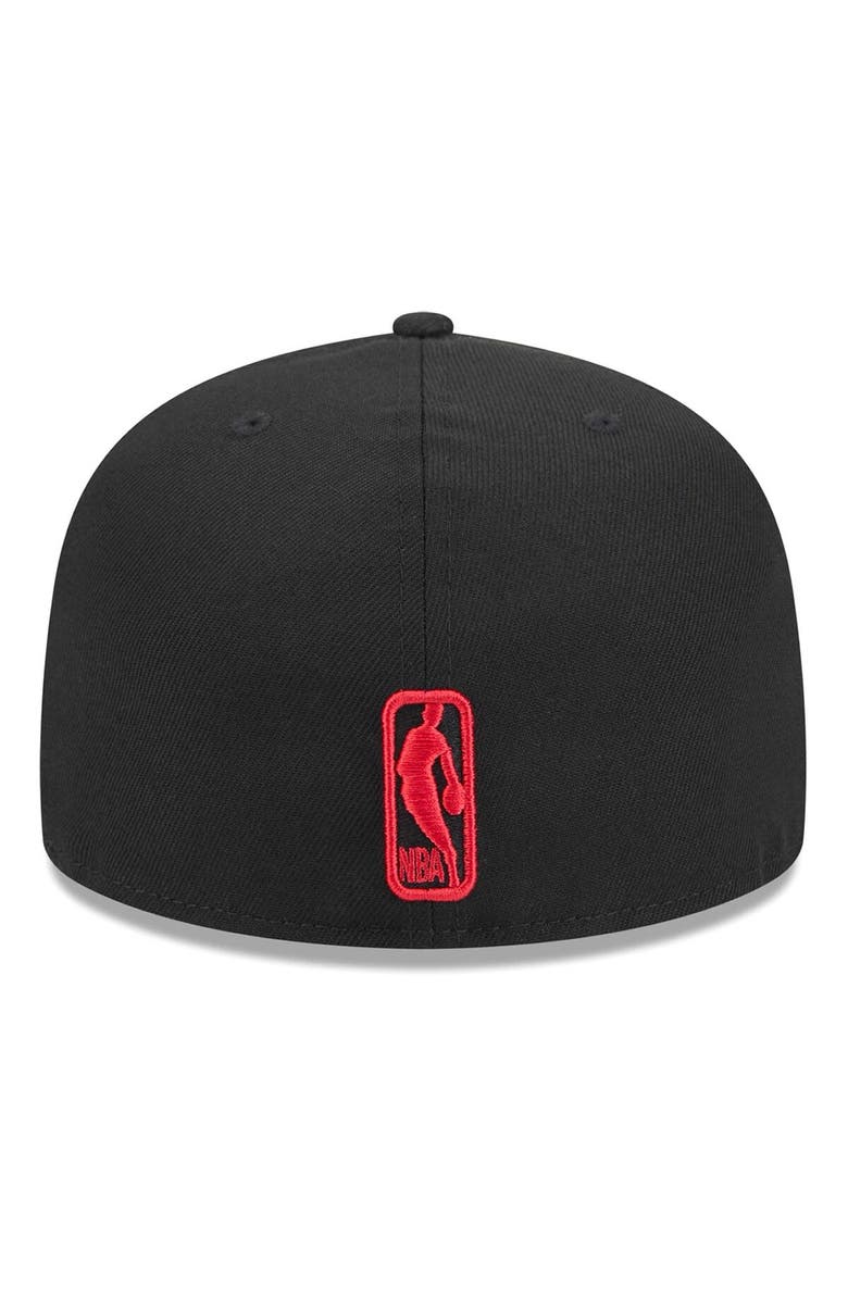 New Era Men's New Era Black Chicago Bulls Coral Reef Visor 59FIFTY Fitted Hat, Alternate, color,