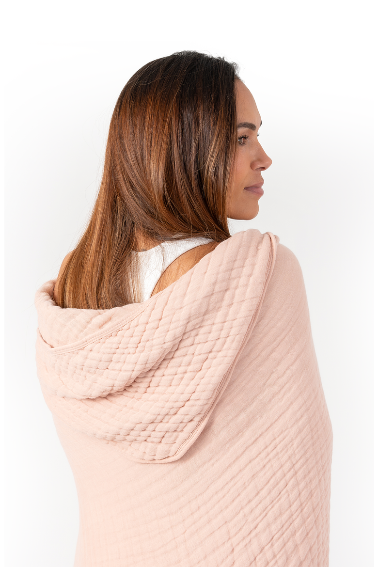 Adult Muslin Hooded Towel, Alternate, color, Blush