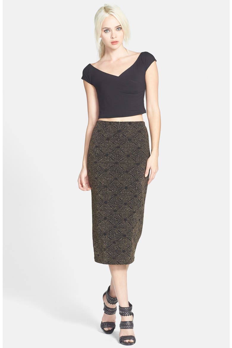 Glitter Midi Skirt, Alternate, color, GOLD GLITTER