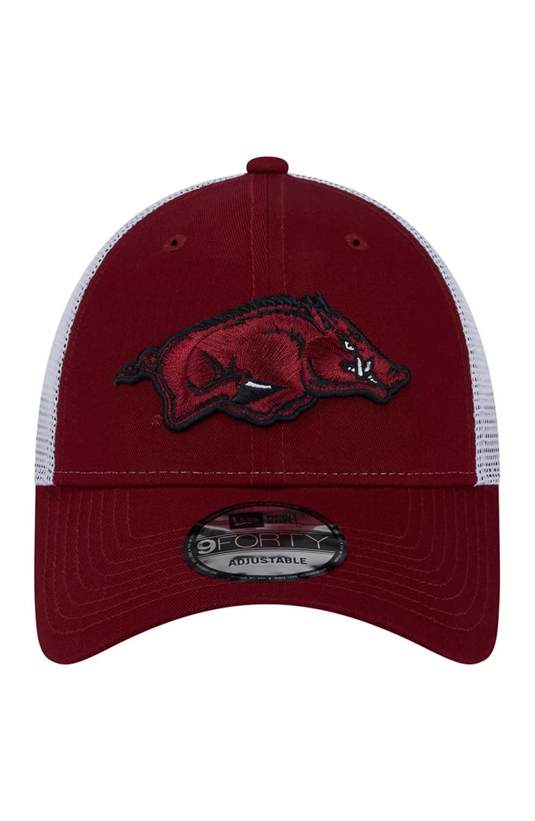 New Era Men's New Era Cardinal Arkansas Razorbacks Trucker 9FORTY Adjustable Hat, Alternate, color, 