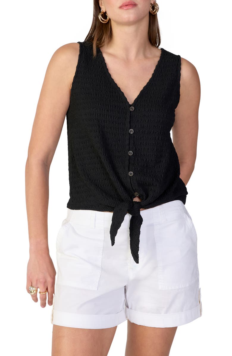 Sanctuary Link Up Crinkle Stripe Tie Hem Sleeveless Top, Main, color,