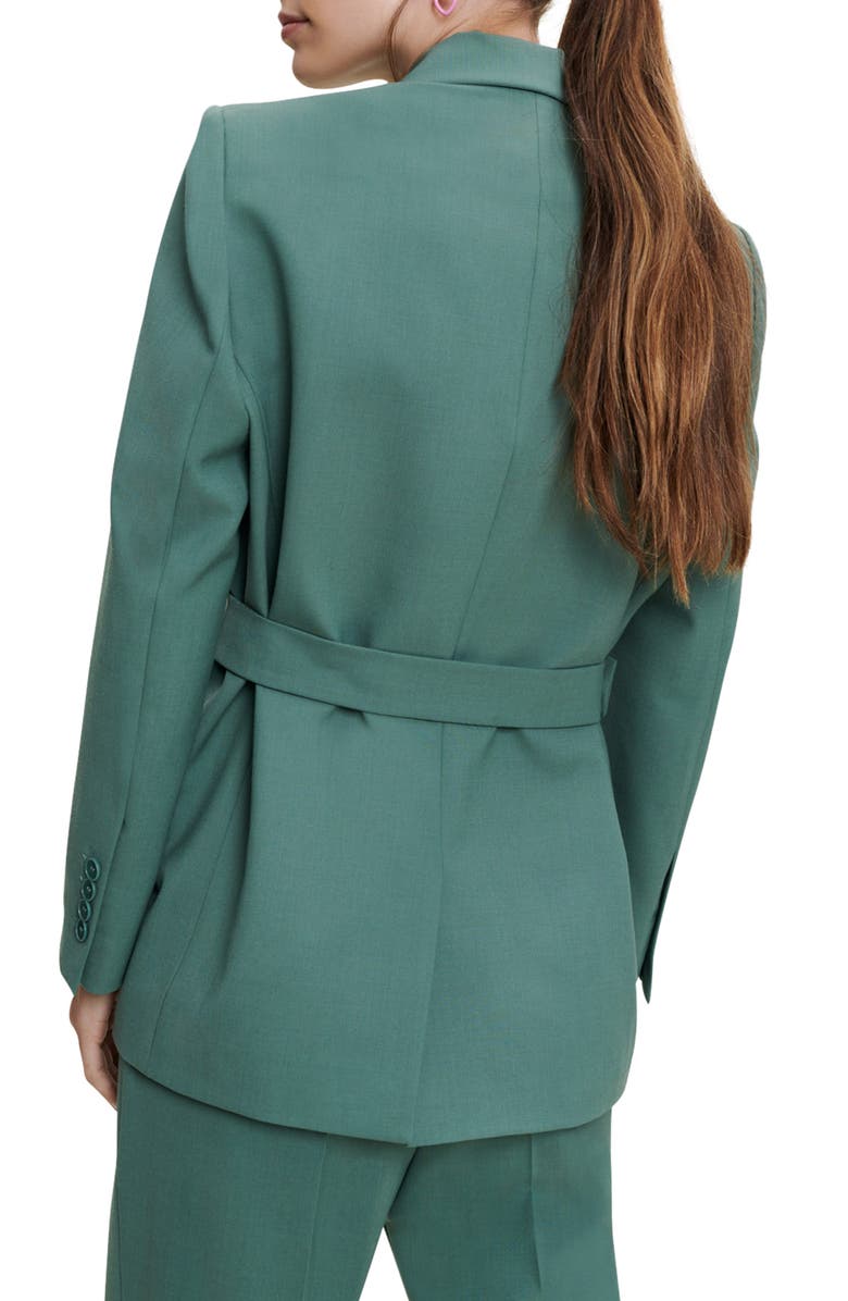 maje Villette Chain Belt Blazer, Alternate, color, Green