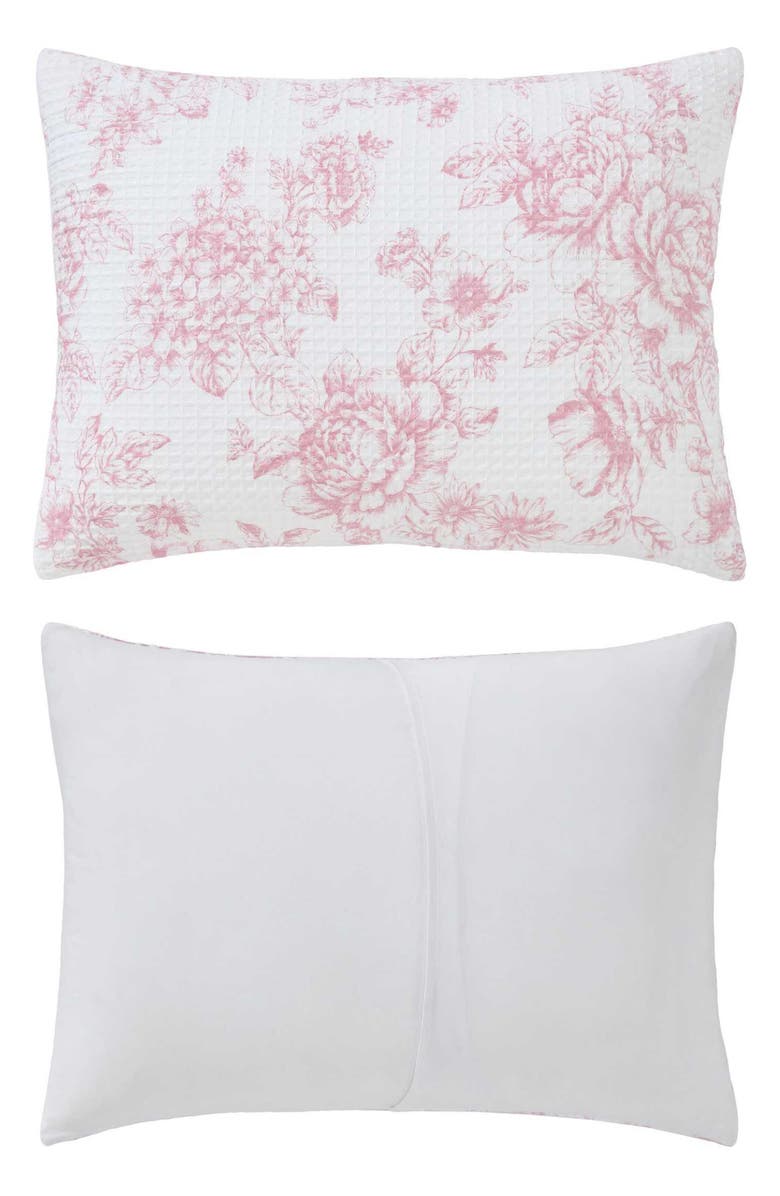 Laura Ashley Delphine Waffle Knit Comforter Set, Alternate, color, Light-Pastel Pink