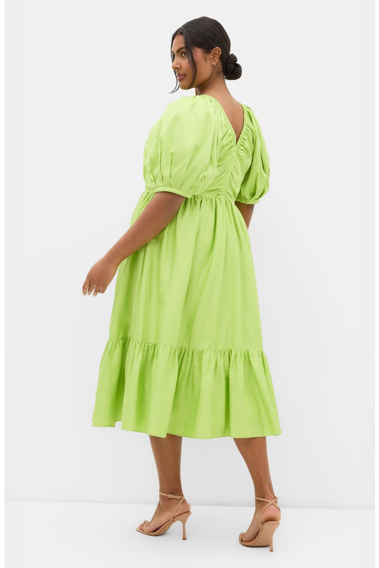 Grace Puff Sleeve Midi Dress, Alternate, color, PISTACHIO