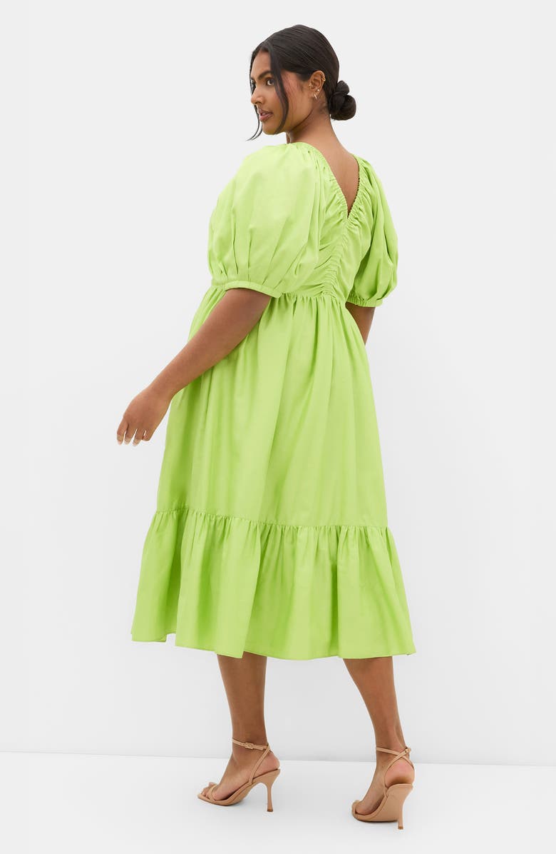 City Chic Grace Puff Sleeve Midi Dress, Alternate, color, Pistachio
