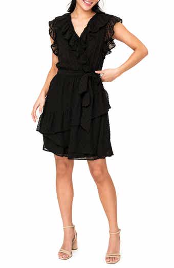 GIBSONLOOK Ruffles for Days Clip Dot Chiffon Minidress
