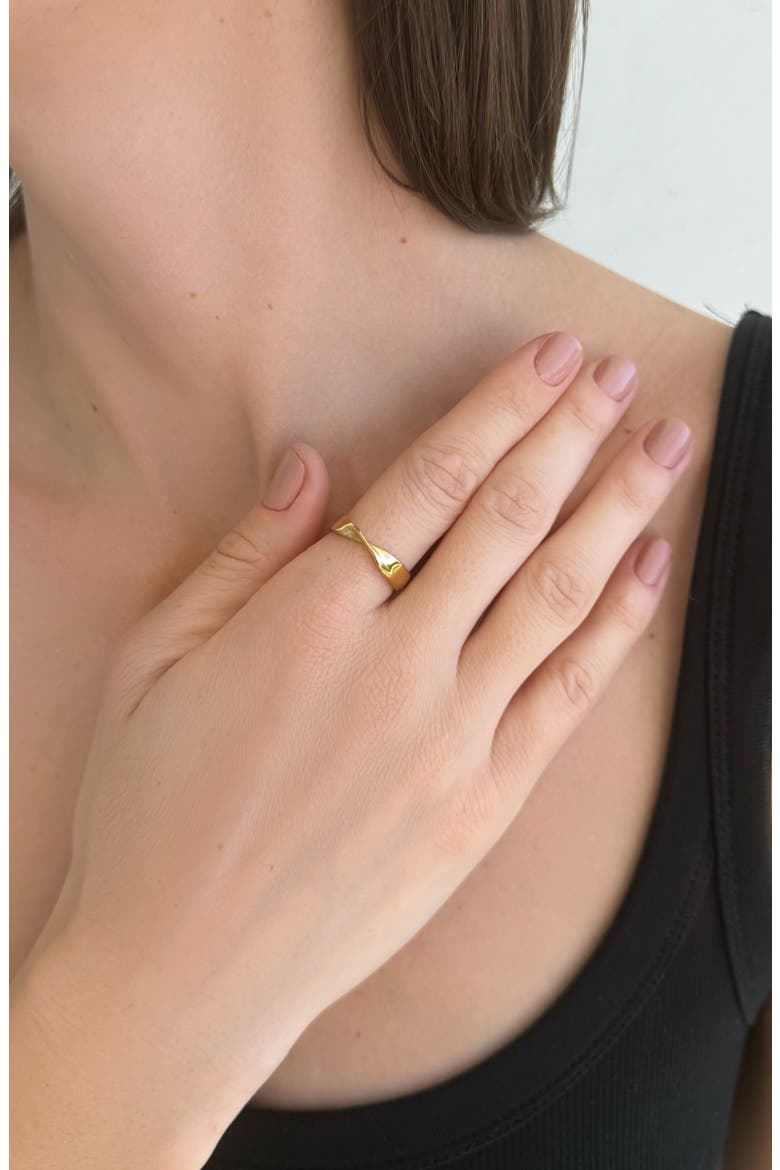 18K Gold Plated Twisted Band Ring, Alternate, color, GOLD
