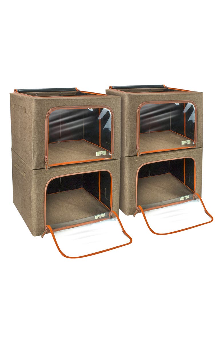 SORBUS 4-Pack Foldable Storage Boxes, Main, color, Brown