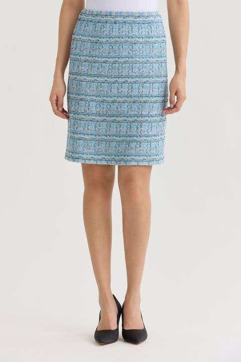 Ming Wang Tweed Knit Straight Skirt