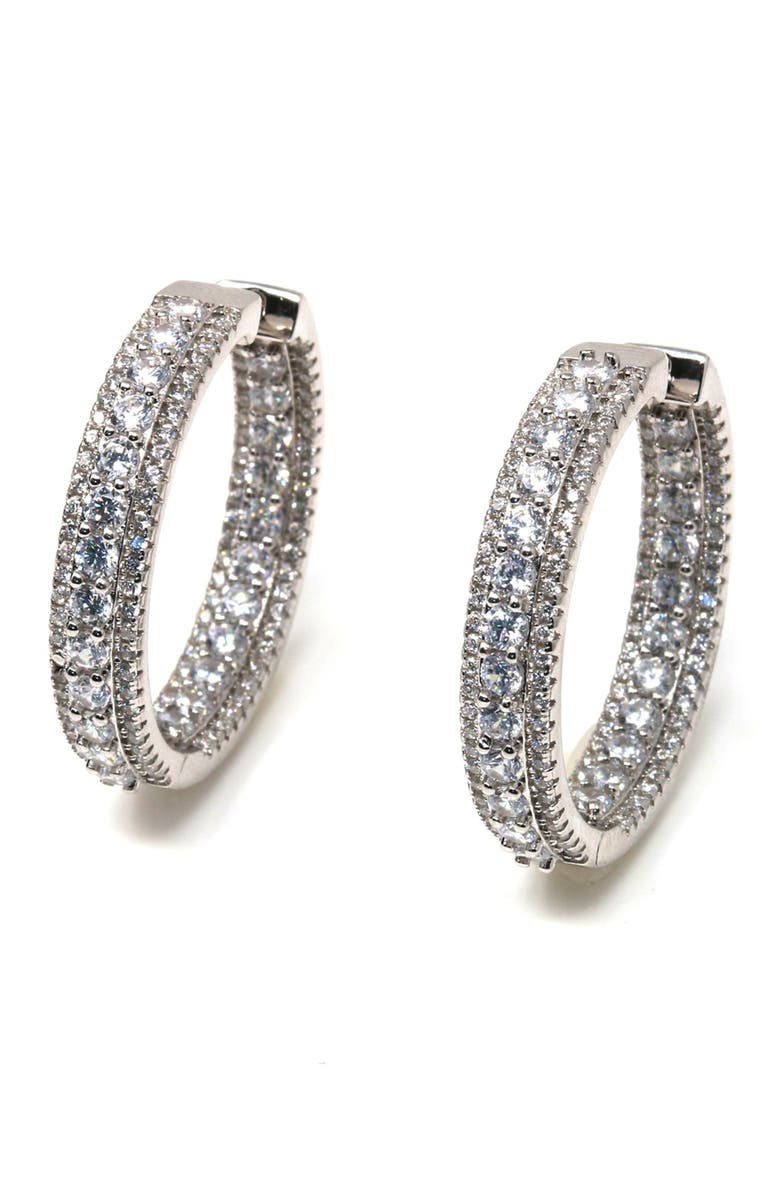 SUZY LEVIAN Pavé Cubic Zirconia Hoop Earrings, Main, color, 