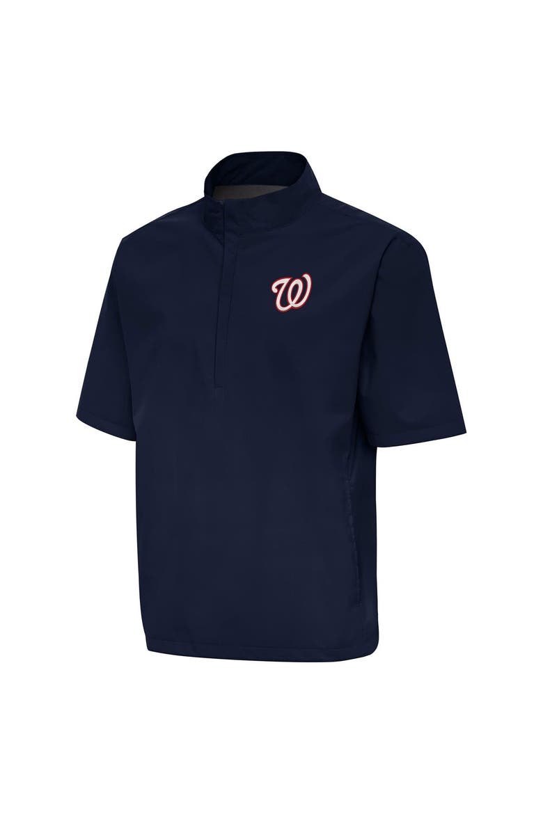 Men's Antigua Navy Washington Nationals Brisk Quarter-Zip Wind Shirt, Alternate, color, Navy
