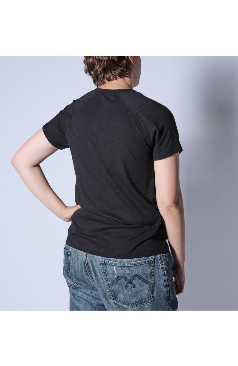 TomboyX Jersey Slub Raglan V-Neck T-Shirt, Alternate, color, Black