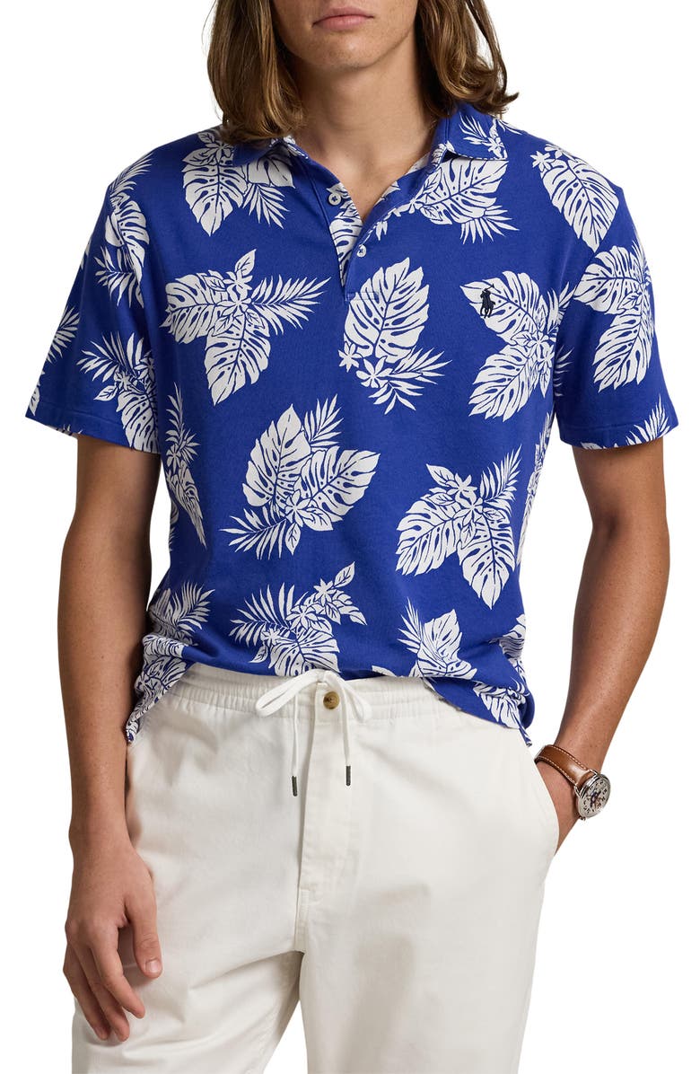 Polo Ralph Lauren Paradise Frond Print Cotton Knit Polo, Main, color, Tropical Monstera
