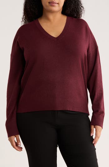 Nordstrom Rack V-neck Pullover Sweater In Burgundy