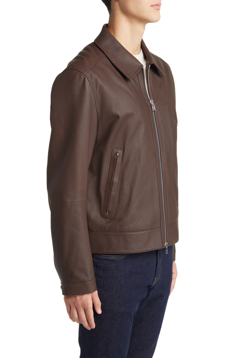 BOSS Mapson Lambskin Leather Jacket, Alternate, color, 
