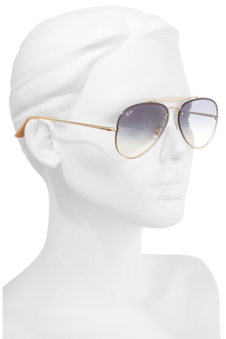61mm Gradient Lens Aviator Sunglasses, Alternate, color, GOLD BLUE