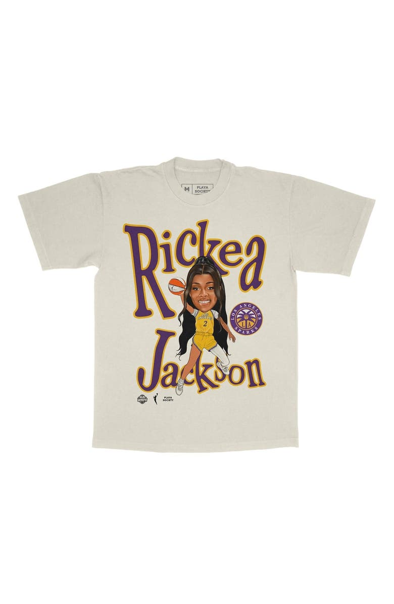 Playa Society Unisex Playa Society Rickea Jackson Cream Los Angeles Sparks Sketch T-Shirt, Alternate, color, Cream