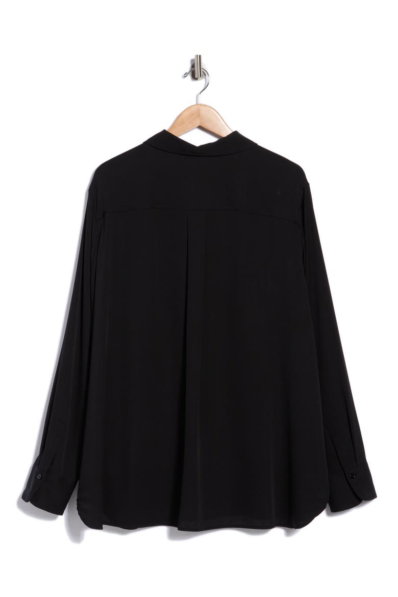 Stretch Silk Slim Blouse, Alternate, color, BLACK