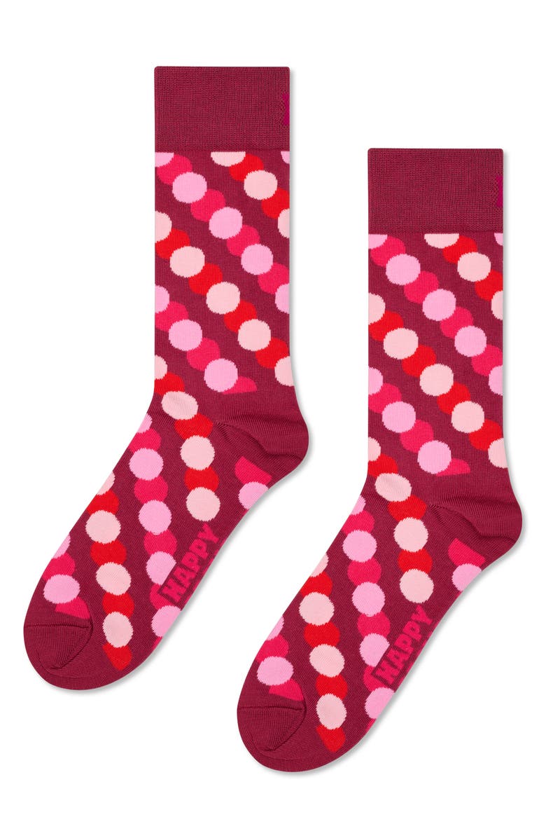 Happy Socks Big Dot Shade Cotton Blend Crew Socks, Main, color, Dark Red